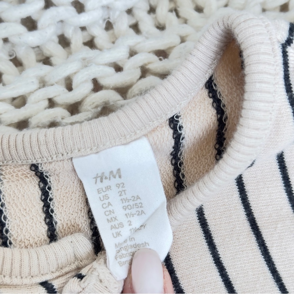 H&M Cream and Black Striped One Piece Romper 2T - Picture 4 of 9